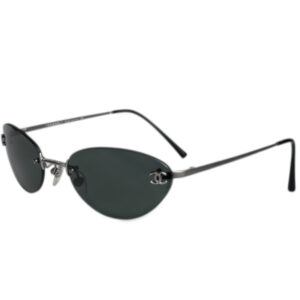 Vintage Chanel Rimless Logo Sunglasses in Black / Silver | NITRYL