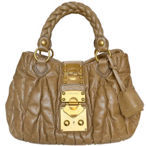 Vintage Miu Miu Matelasse Leather Bag in Beige / Gold | NITRYL