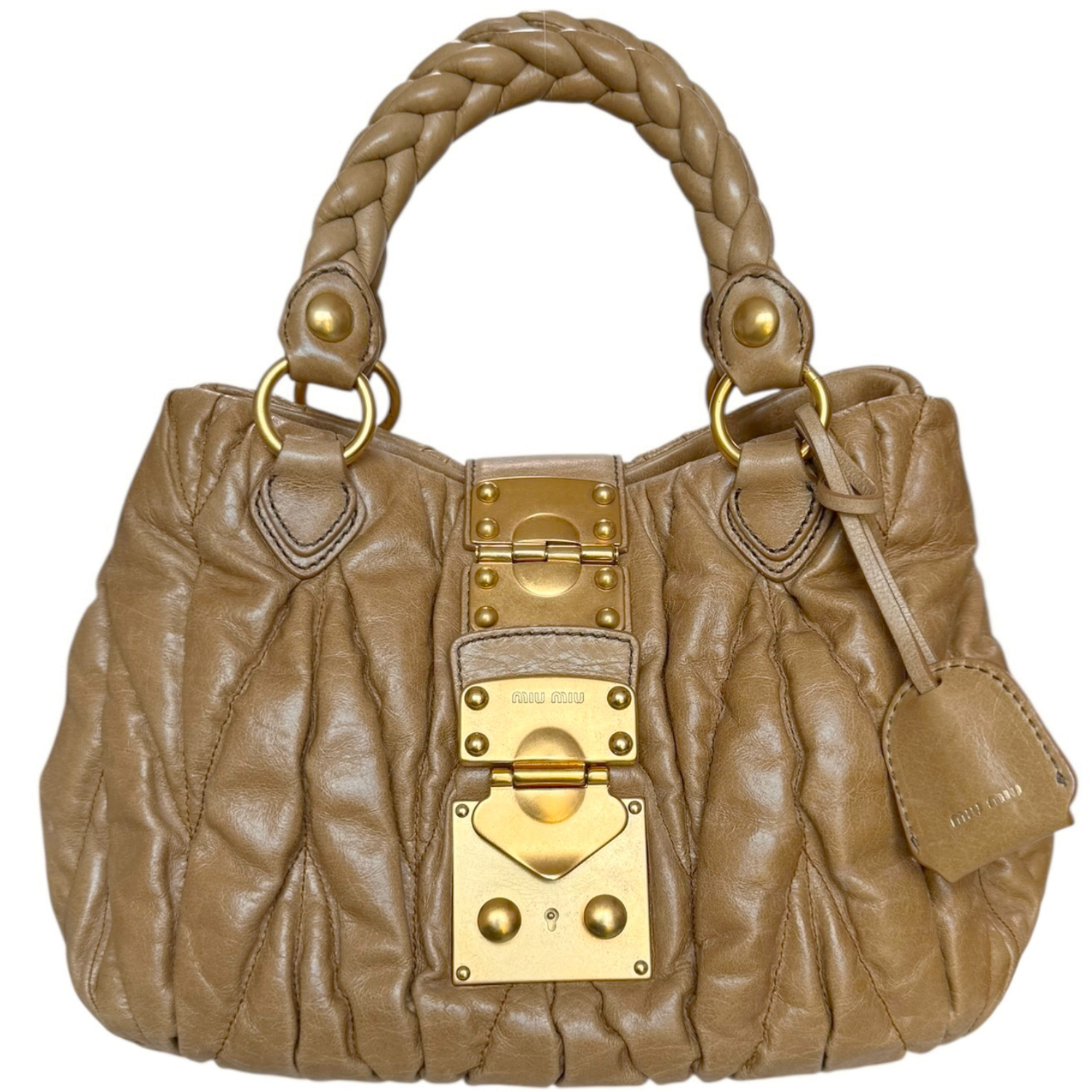 Vintage Miu Miu Matelasse Leather Bag in Beige / Gold | NITRYL
