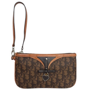 Vintage Dior Monogram Romantic Heart Wristlet Pochette in Brown | NITRYL