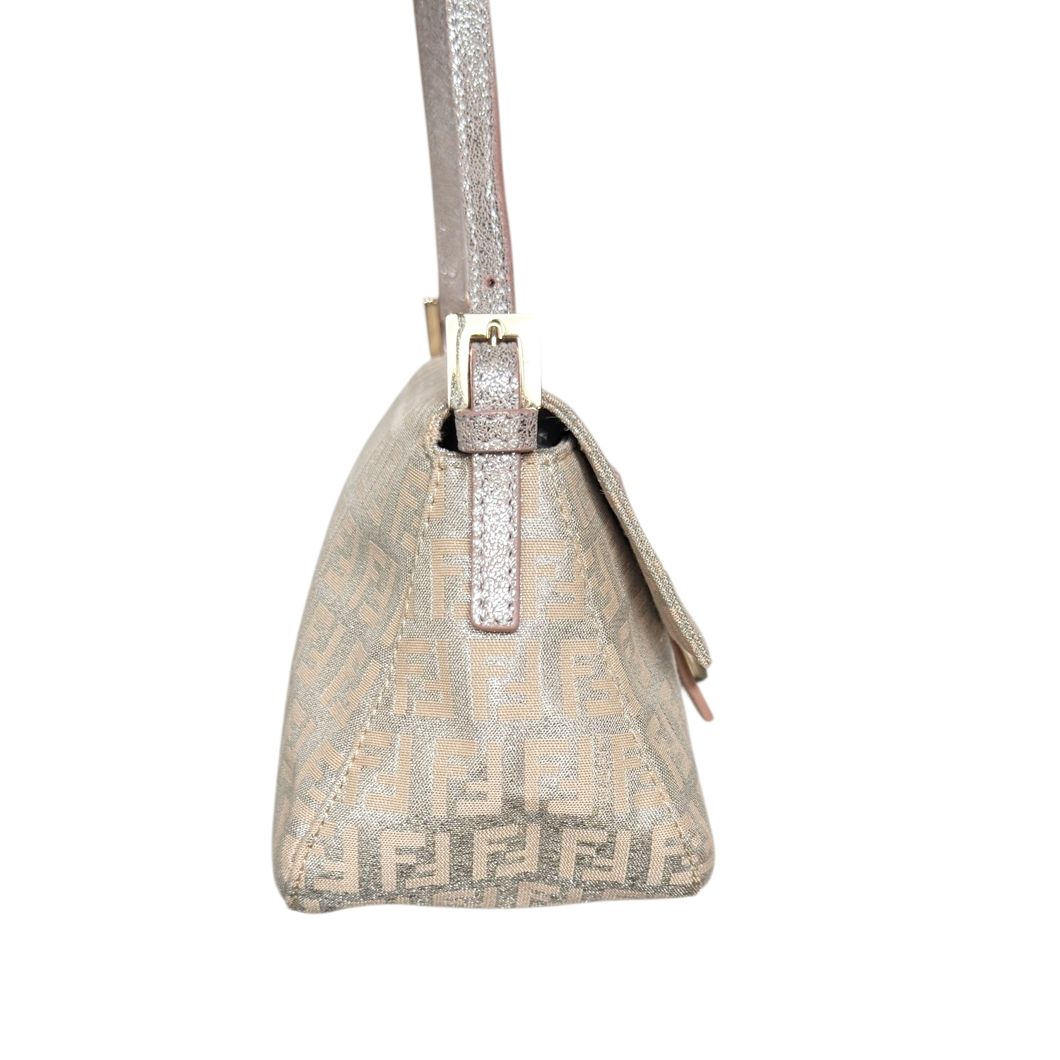 Fendi Monogram Metallic Mini Mamma Shoulder Baguette Bag in Pink / Silver / Gold - Image 3