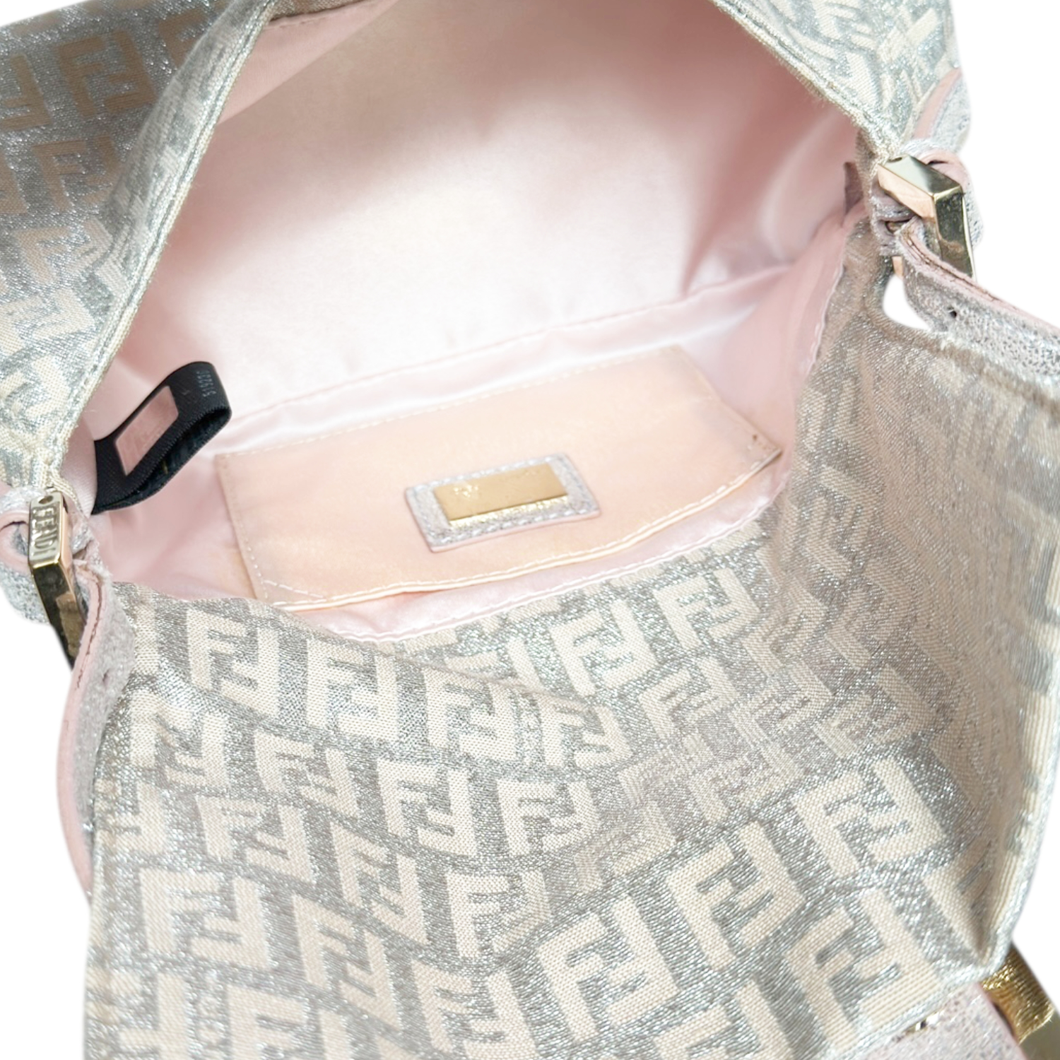 Fendi Monogram Metallic Mini Mamma Shoulder Baguette Bag in Pink / Silver / Gold - Image 7