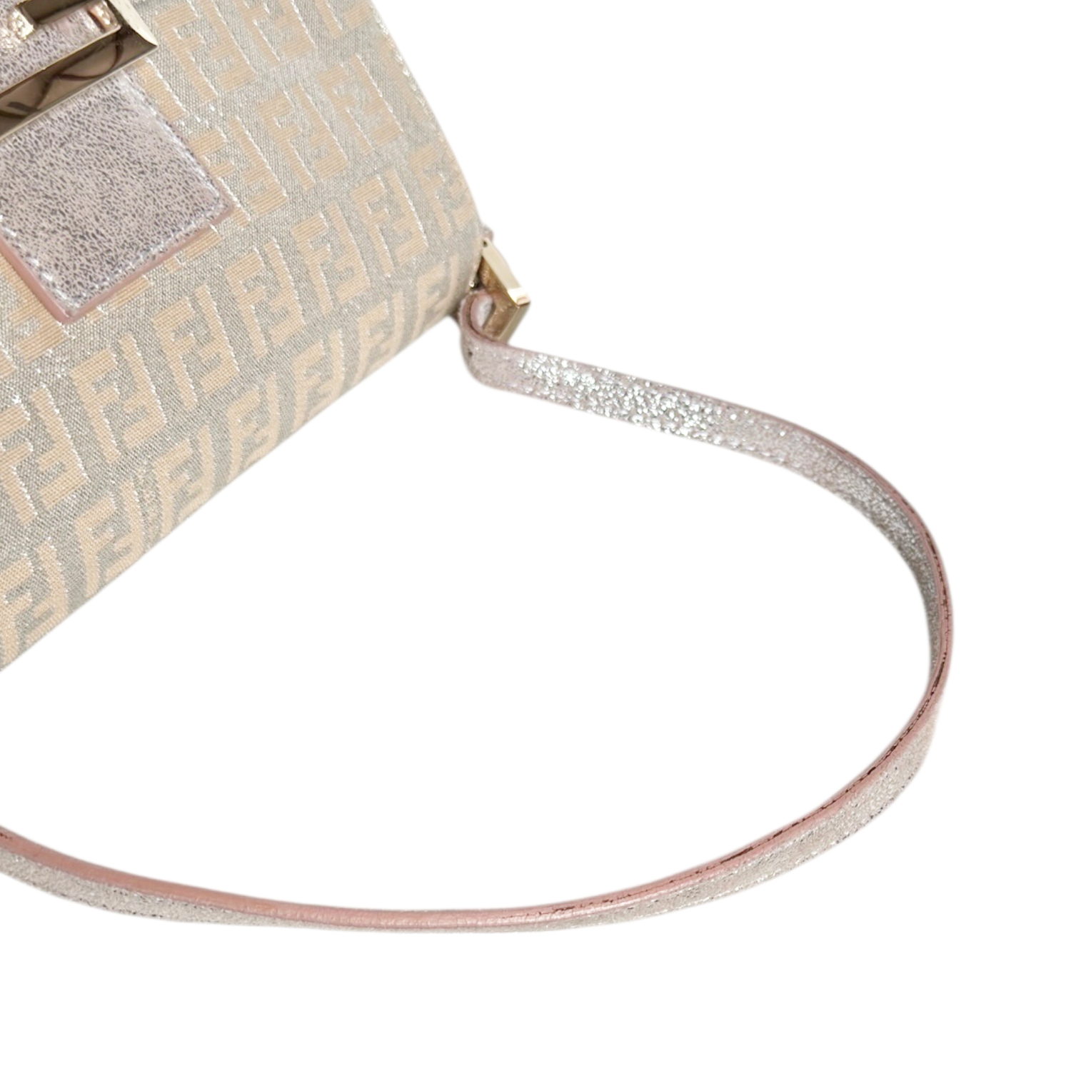 Fendi Monogram Metallic Mini Mamma Shoulder Baguette Bag in Pink / Silver / Gold - Image 6