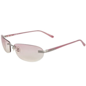 Vintage Miu Miu Logo Rimless Oval Sunglasses in Baby Pink / Silver | NITRYL