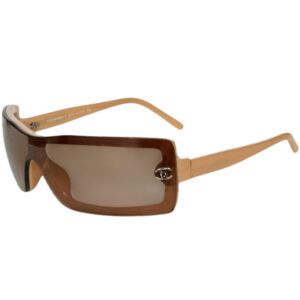 Vintage Chanel Logo Rimless Sunglasses in Beige / Brown | NITRYL