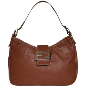 Vintage Fendi Leather Stitch Shoulder Baguette Bag in Brown / Gold | NITRYL