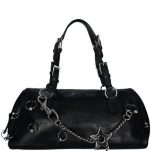 Vintage Dior Hardcore Star Leather Shoulder Bag in Black / Silver | NITRYL