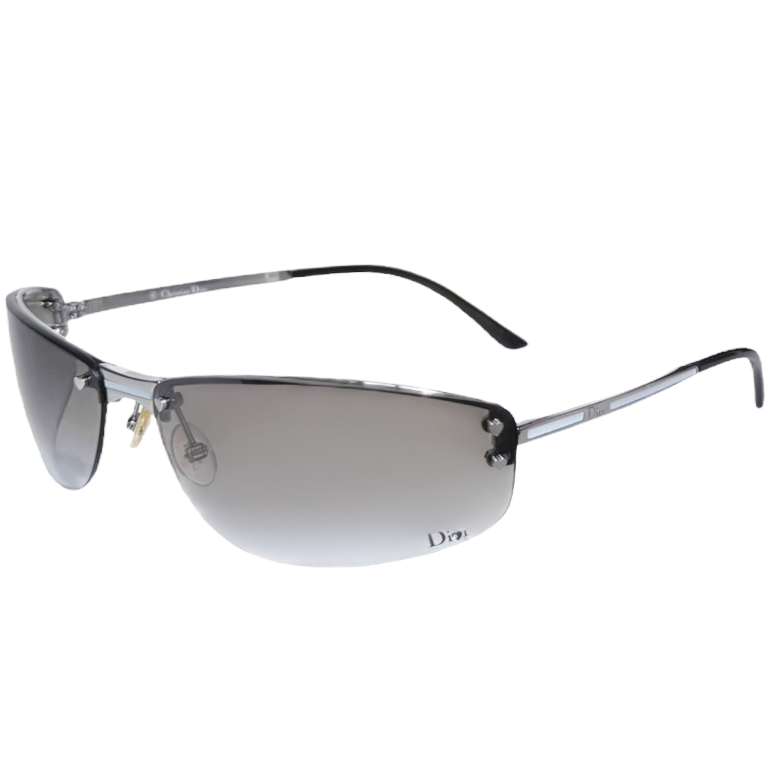 Vintage Dior Heart Logo Rimless Sunglasses in Grey / Silver | NITRYL