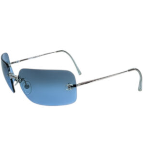 Vintage Chanel Logo Rimless Sunglasses in Blue / Silver | NITRYL