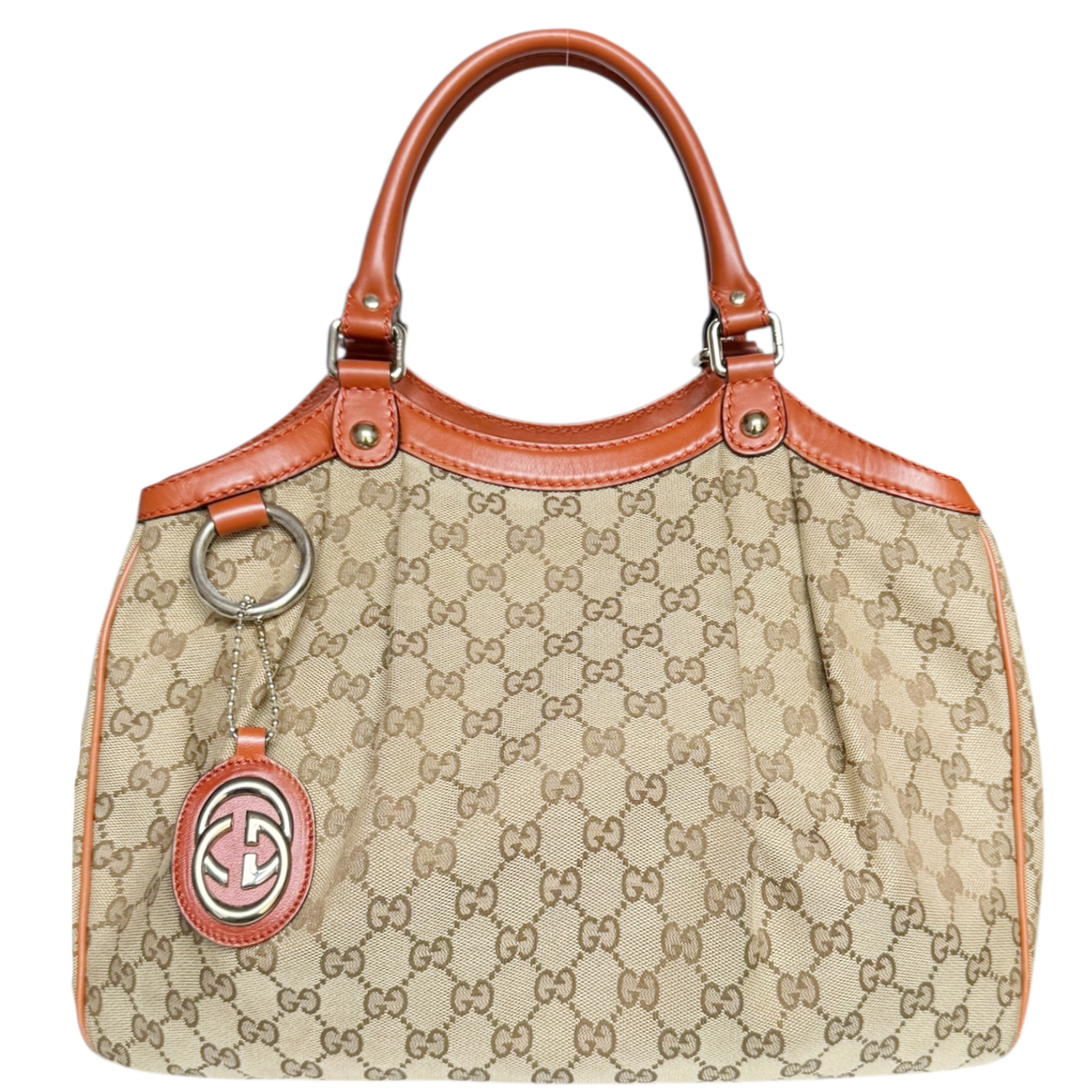 Vintage Gucci Monogram Sukey Hobo Shoulder Bag in Beige / Tan - Orange / Gold | NITRYL