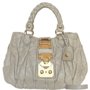 Vintage Miu Miu Matelasse Leather Bag in Beige / Gold | NITRYL