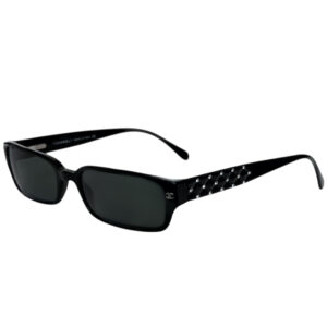 Vintage Chanel Logo Diamante Sunglasses in Black / Silver | NITRYL