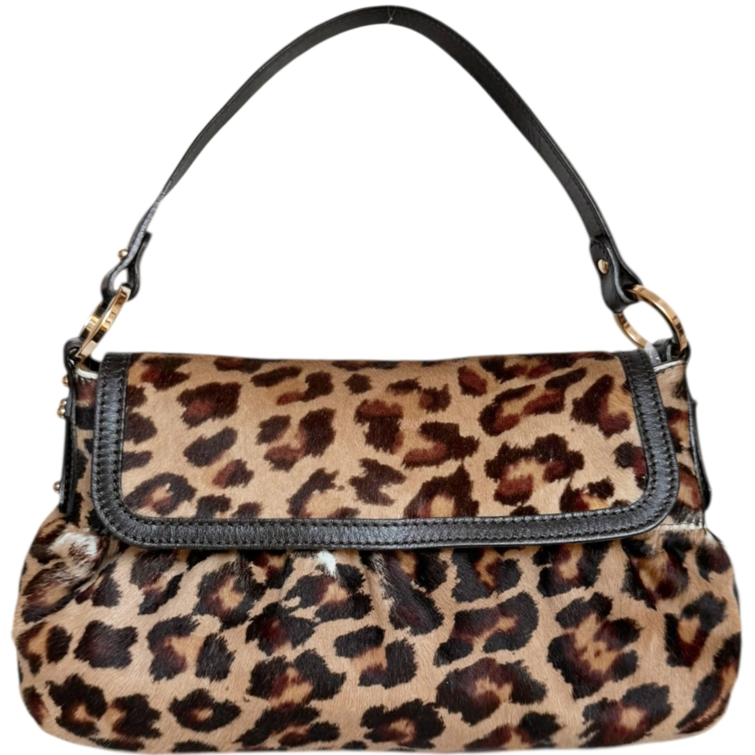 Vintage Vintage Fendi Leopard Print Calfskin Chef Shoulder Bag in Brown / Gold | NITRYL