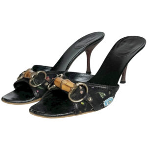 Vintage Gucci Floral Horsebit Heels in Black UK 4.5 | NITRYL