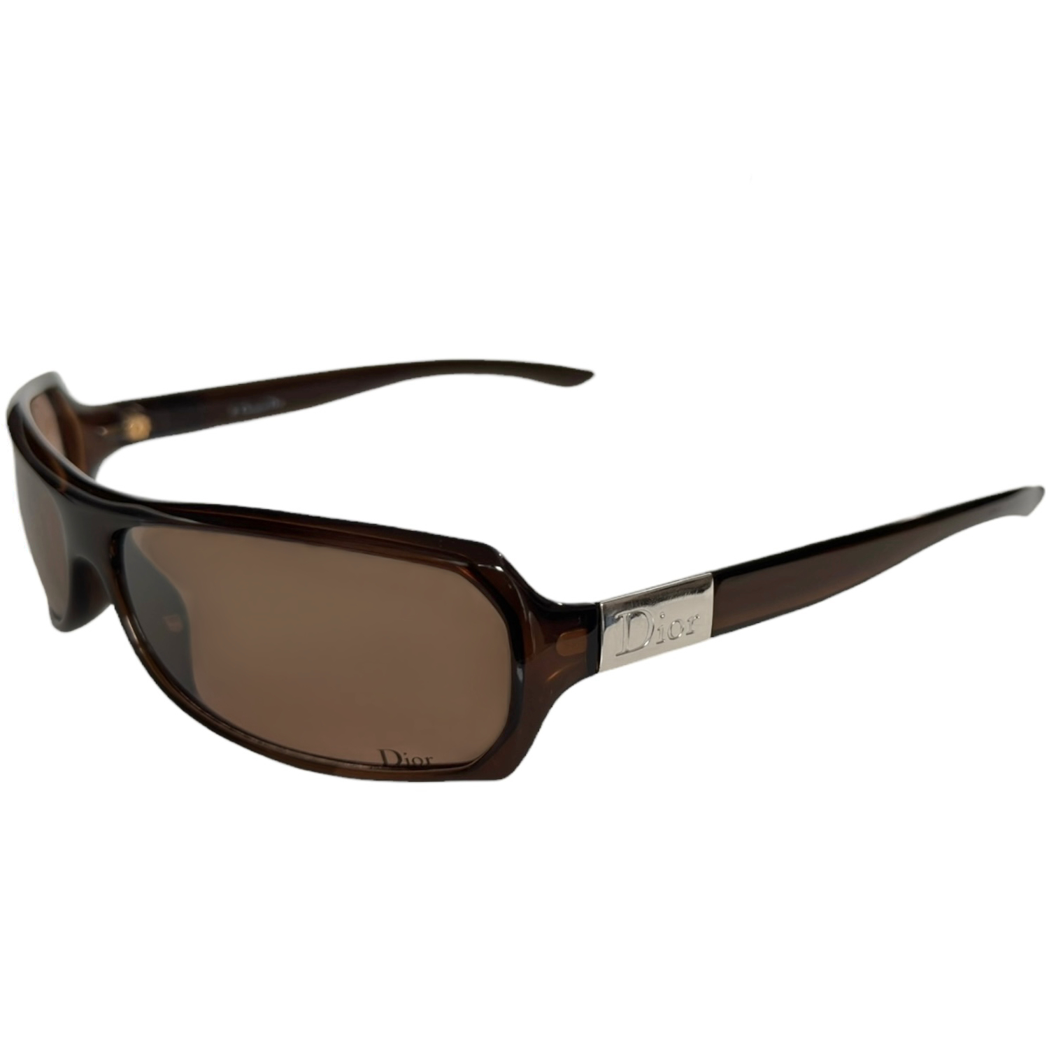 Vintage Dior Logo Sunglasses in Brown / Silver | NITRYL