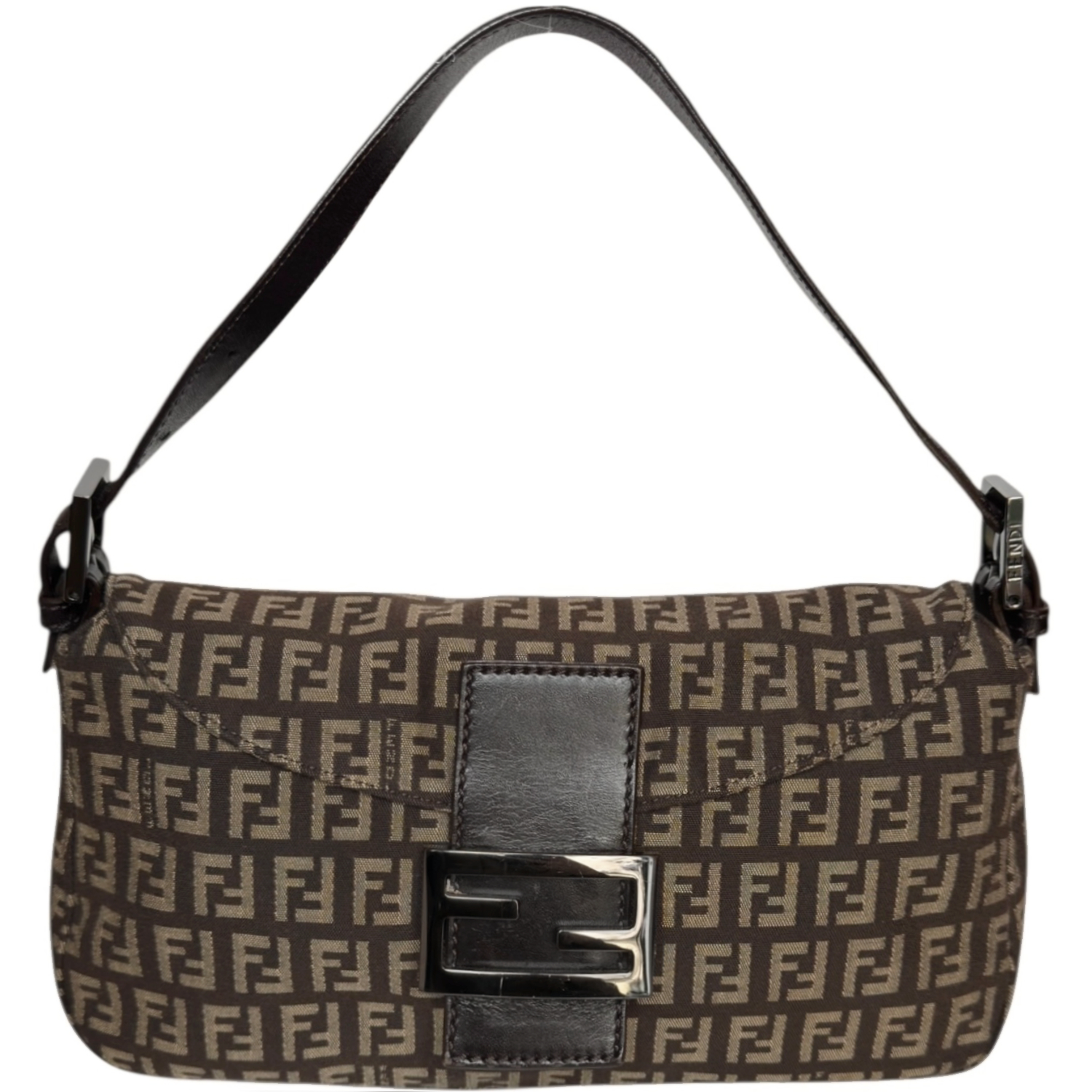Vintage Fendi Monogram Shoulder Baguette Bag in Brown | NITRYL