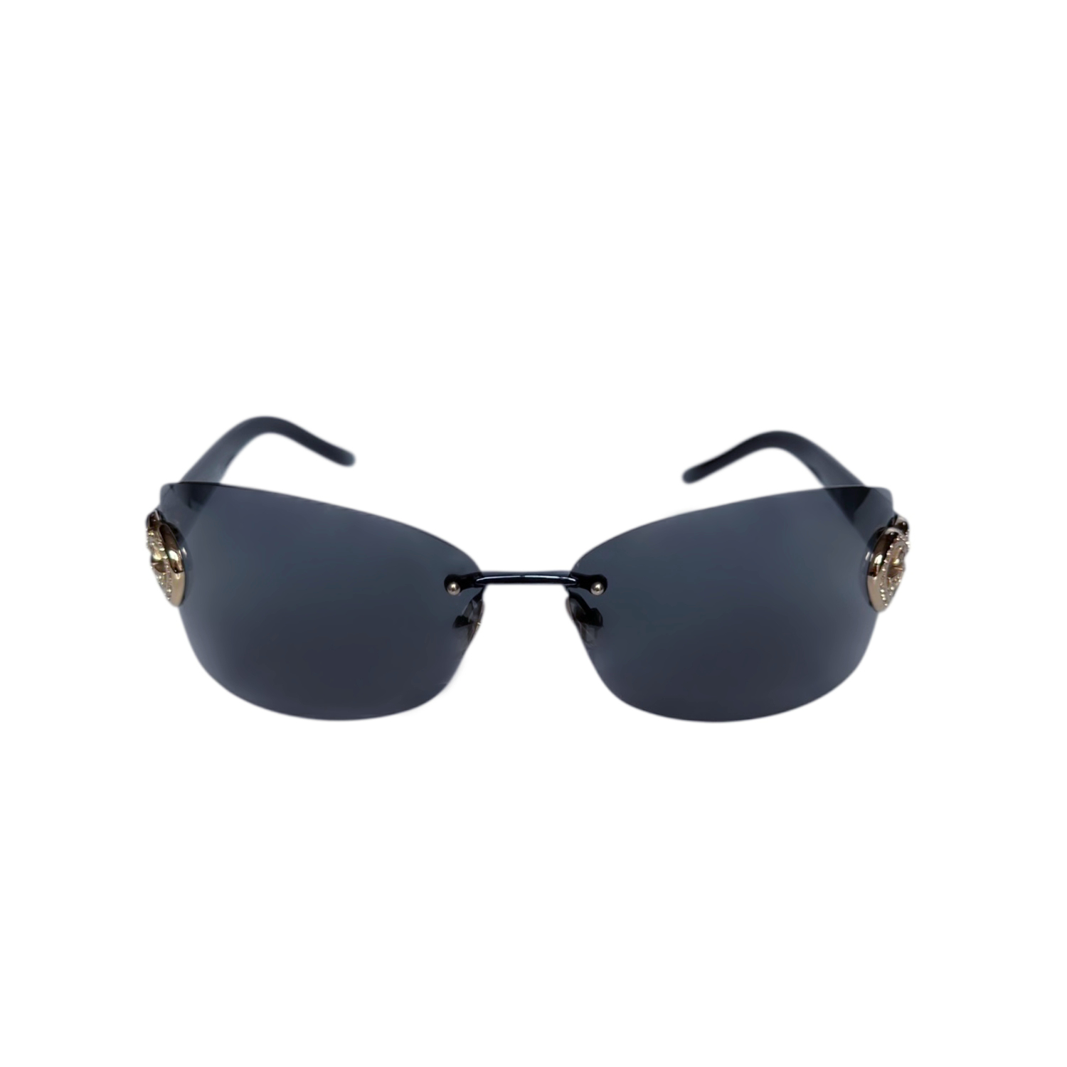 Gucci GG Heart Rimless Sunglasses in Navy Blue / Gold - Image 2