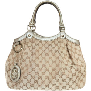 Vintage Gucci Monogram Sukey Hobo Shoulder Bag in Beige / Gold | NITRYL