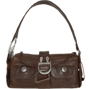 Vintage Dior Flight Leather Shoulder Bag in Brown / Silver | NITRYL