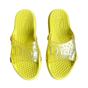 Vintage Dior Logo Rubber Pool Slides in Lime Green UK 7 | NITRYL
