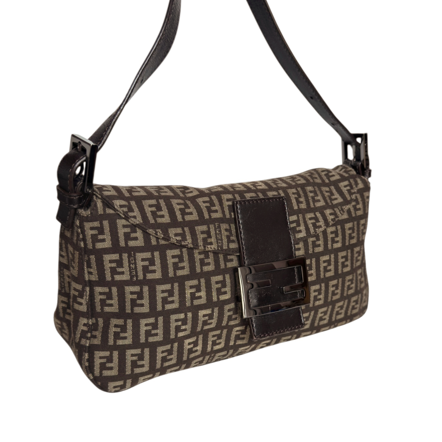 Fendi Monogram Shoulder Baguette Bag in Brown - Image 2