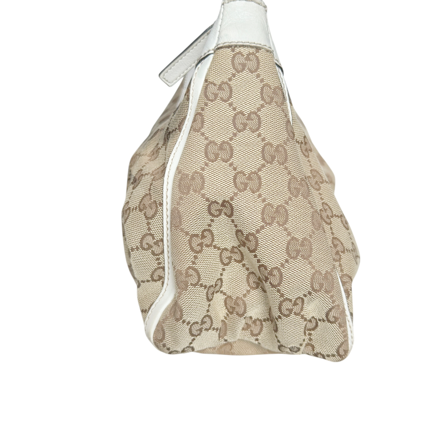 Gucci Monogram D Ring Hobo Shoulder Bag in Beige / White / Gold - Image 3