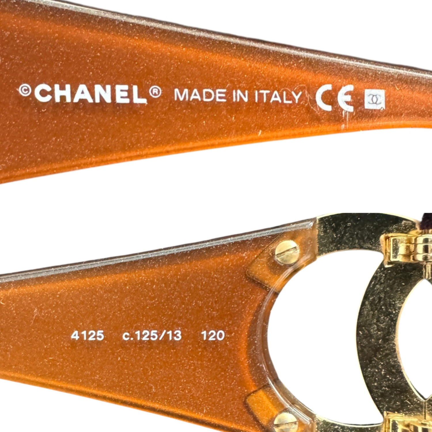 Chanel Logo Rimless Wraparound Sunglasses in Brown / Gold - Image 3