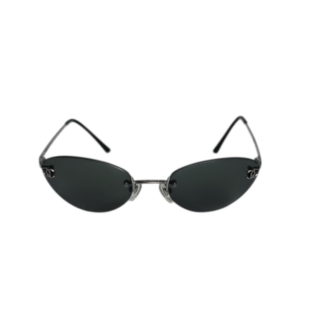 Chanel Rimless Logo Sunglasses in Black / Silver - Image 2