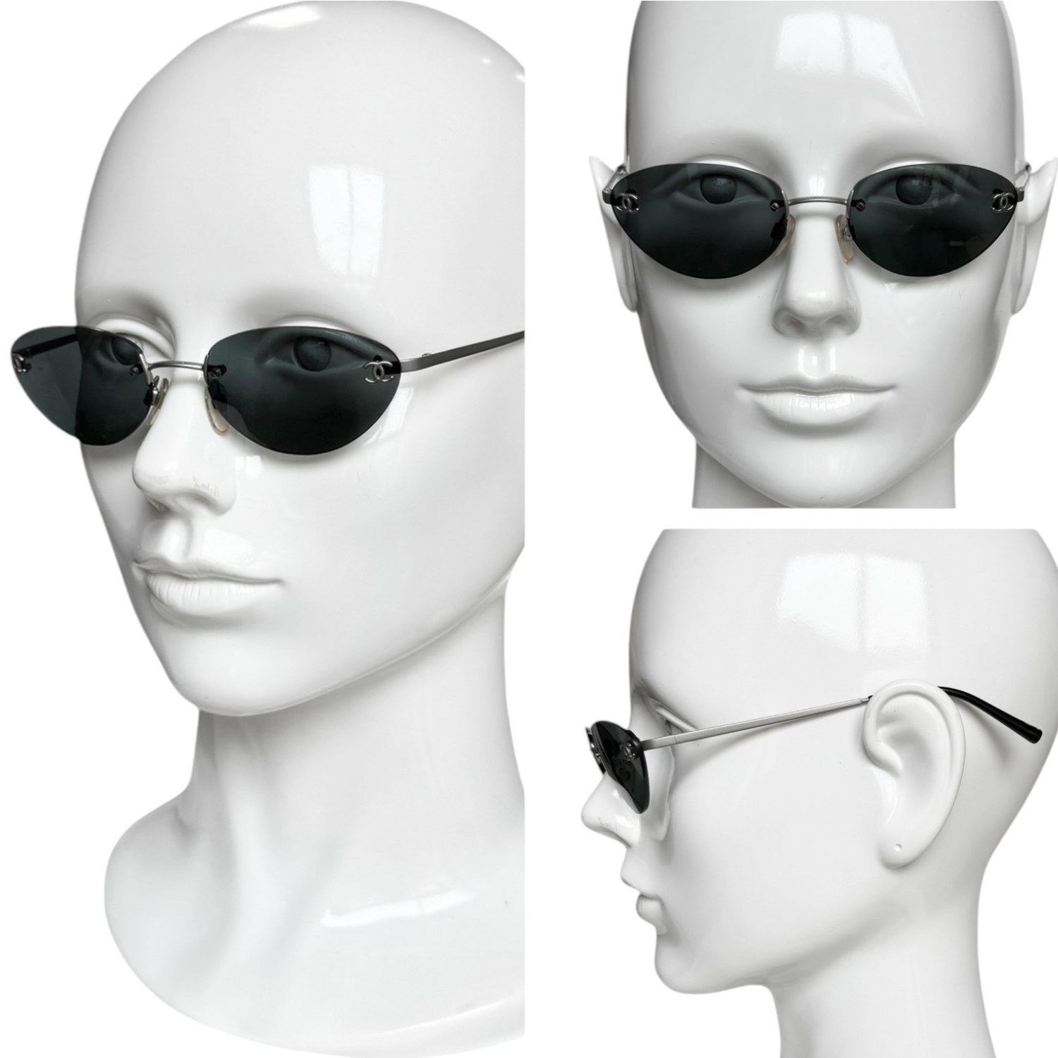 Chanel Rimless Logo Sunglasses in Black / Silver - Image 4
