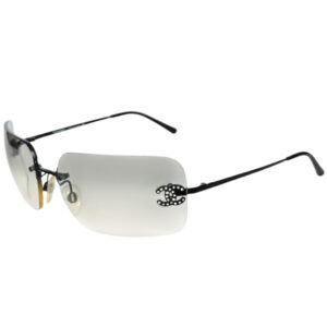 Vintage Chanel Diamante Ombre Rimless Sunglasses in Grey / Black | NITRYL