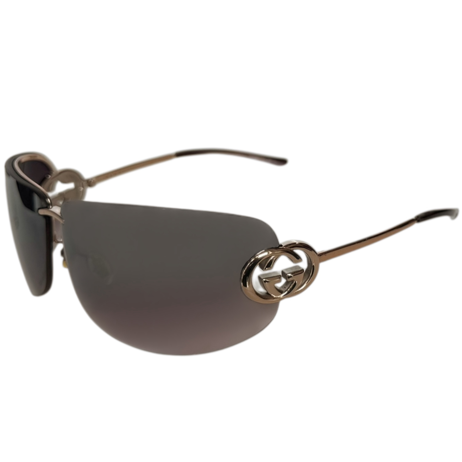 Vintage Gucci GG Logo Rimless Sunglasses in Bronze / Gold | NITRYL