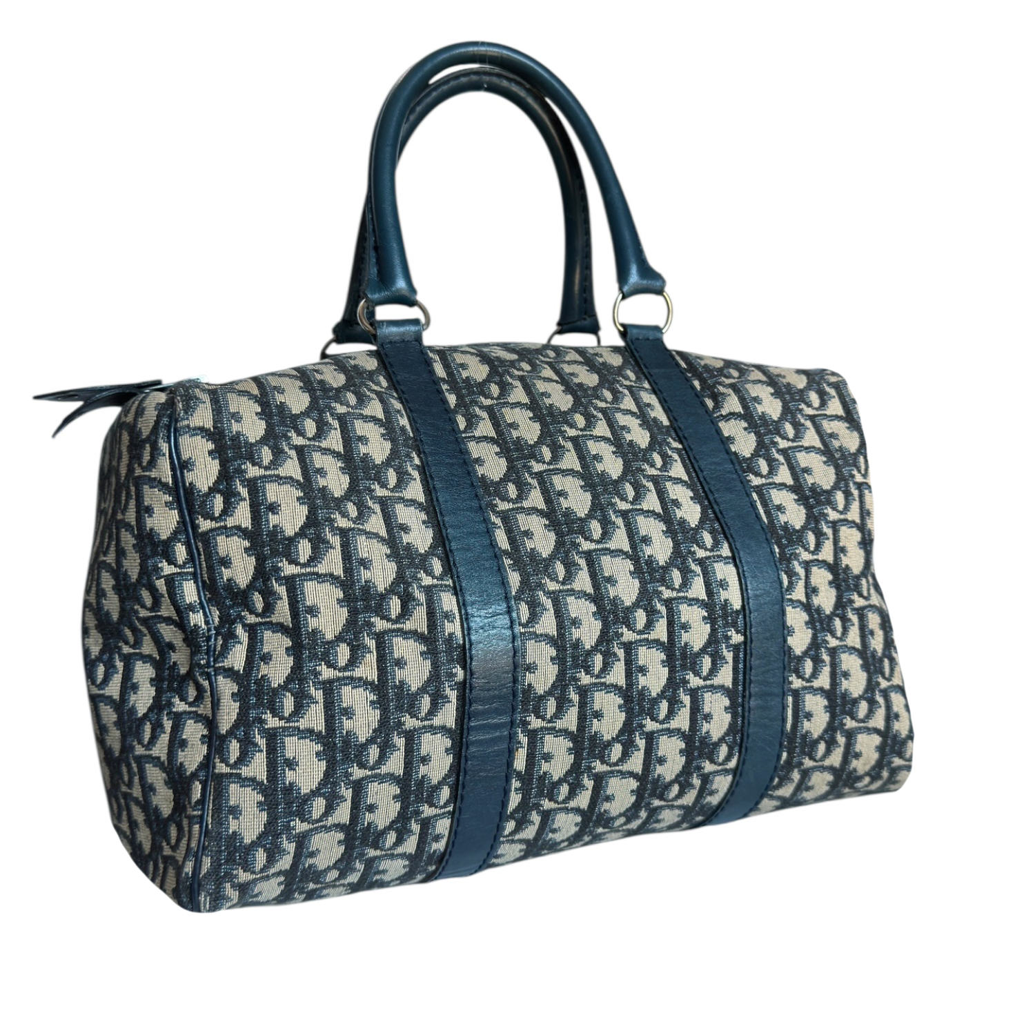 Dior Monogram Boston Bag in Navy Blue / Beige - Image 2