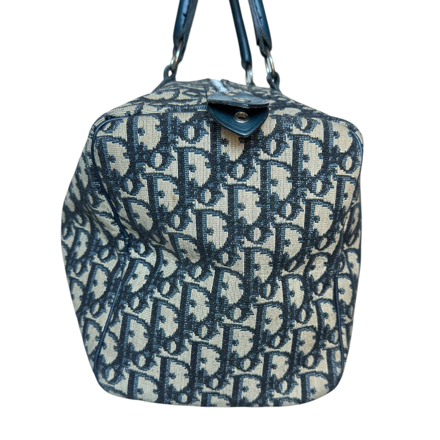 Dior Monogram Boston Bag in Navy Blue / Beige - Image 3