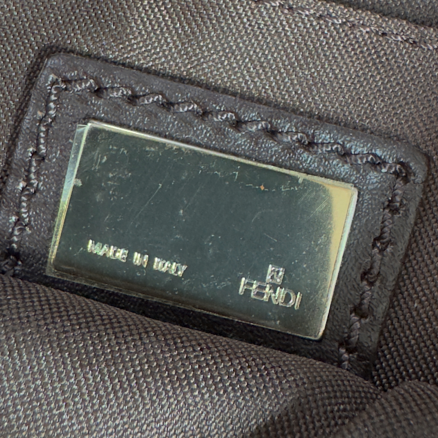 Fendi Monogram Denim Mini Shoulder Bag in Blue / Brown - Image 7