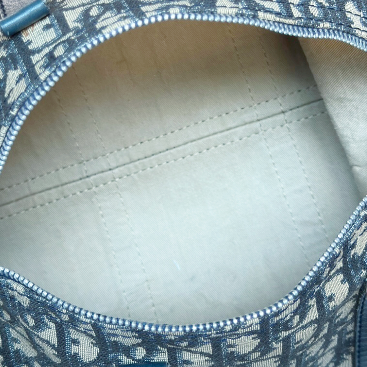 Dior Monogram Boston Bag in Navy Blue / Beige - Image 5