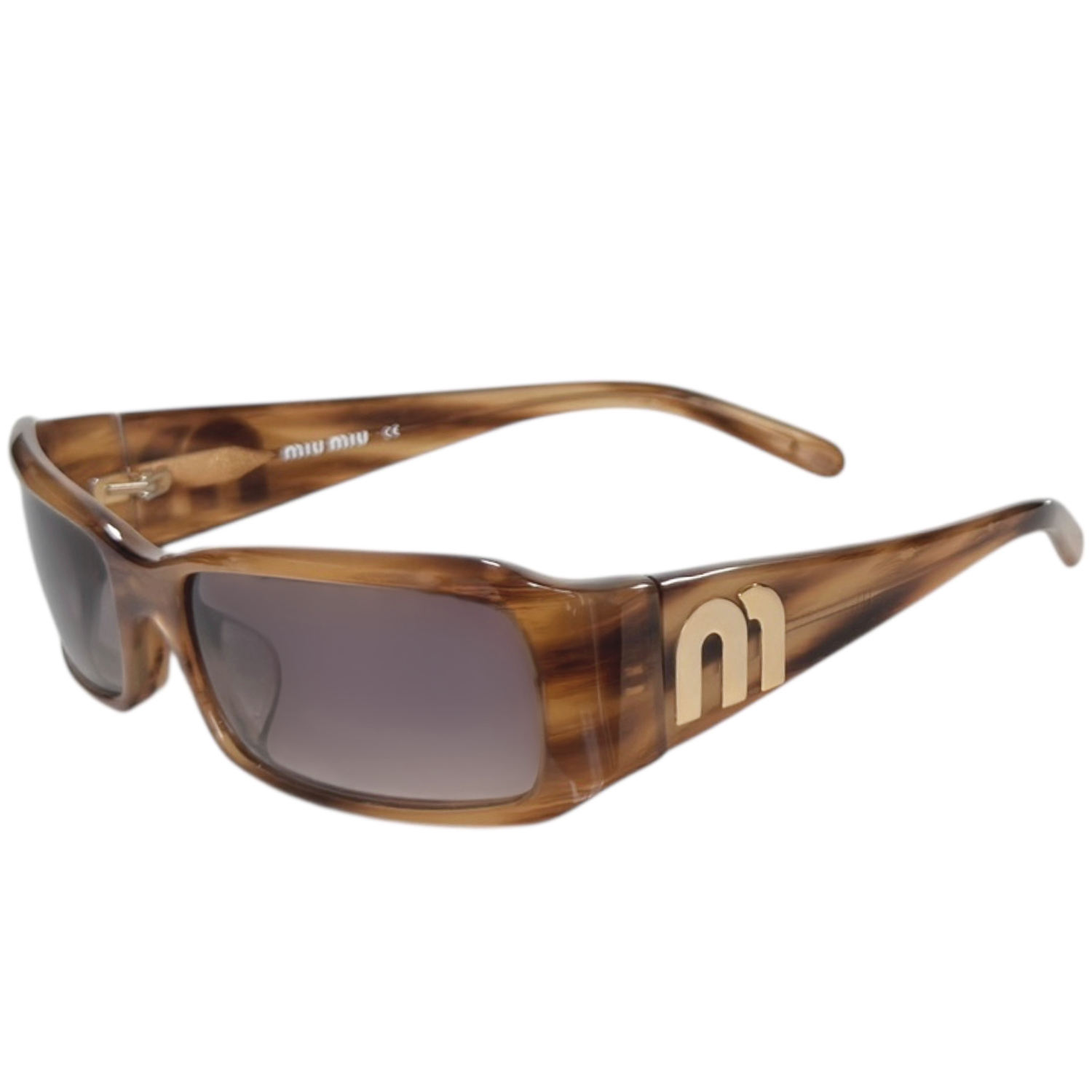Vintage Miu Miu Logo Sunglasses in Brown / Gold | NITRYL