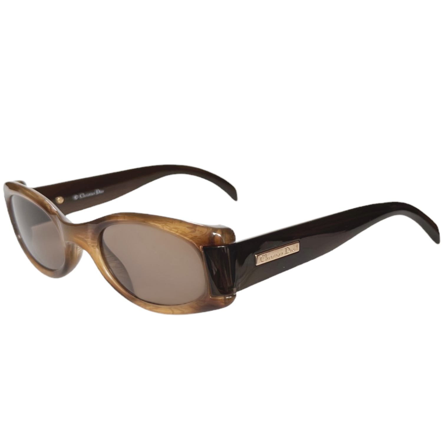Vintage Dior Logo Sunglasses in Brown / Gold | NITRYL