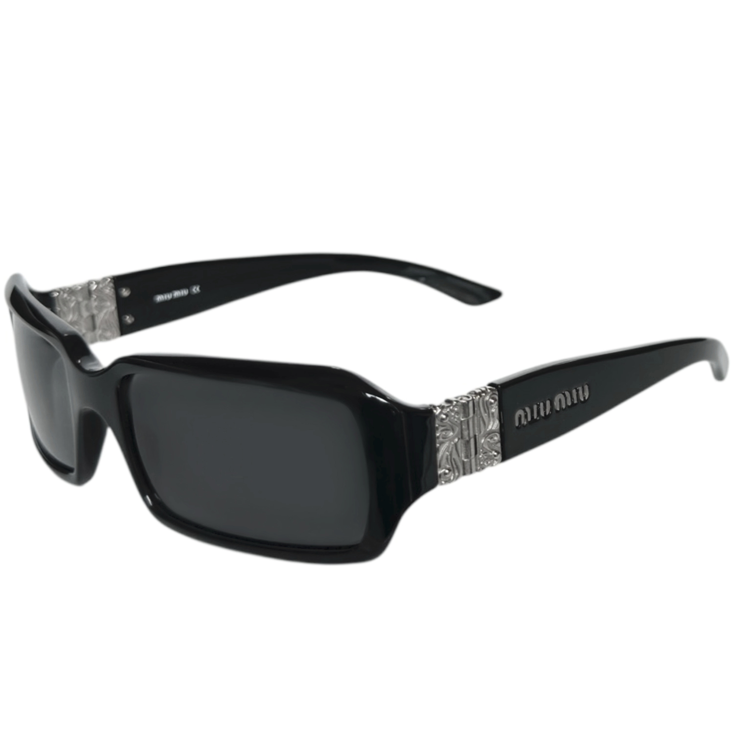 Vintage Miu Miu Logo Sunglasses in Black / Silver | NITRYL