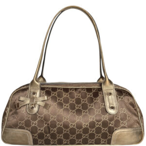Vintage Gucci Monogram Princy Bow Shoulder Bag in Brown / Gold | NITRYL