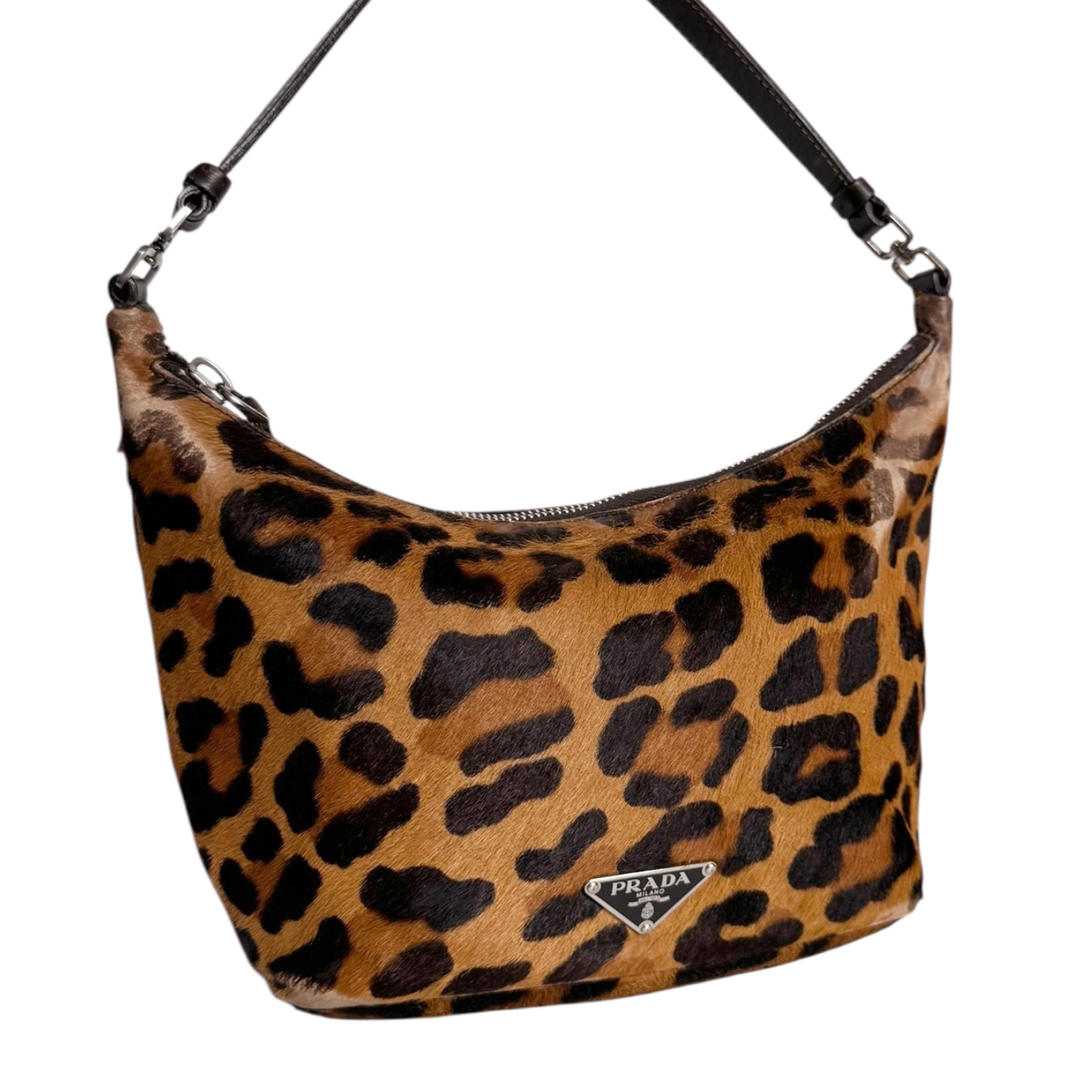 Prada Leopard Print Calfskin Shoulder Bag in Brown - Image 2