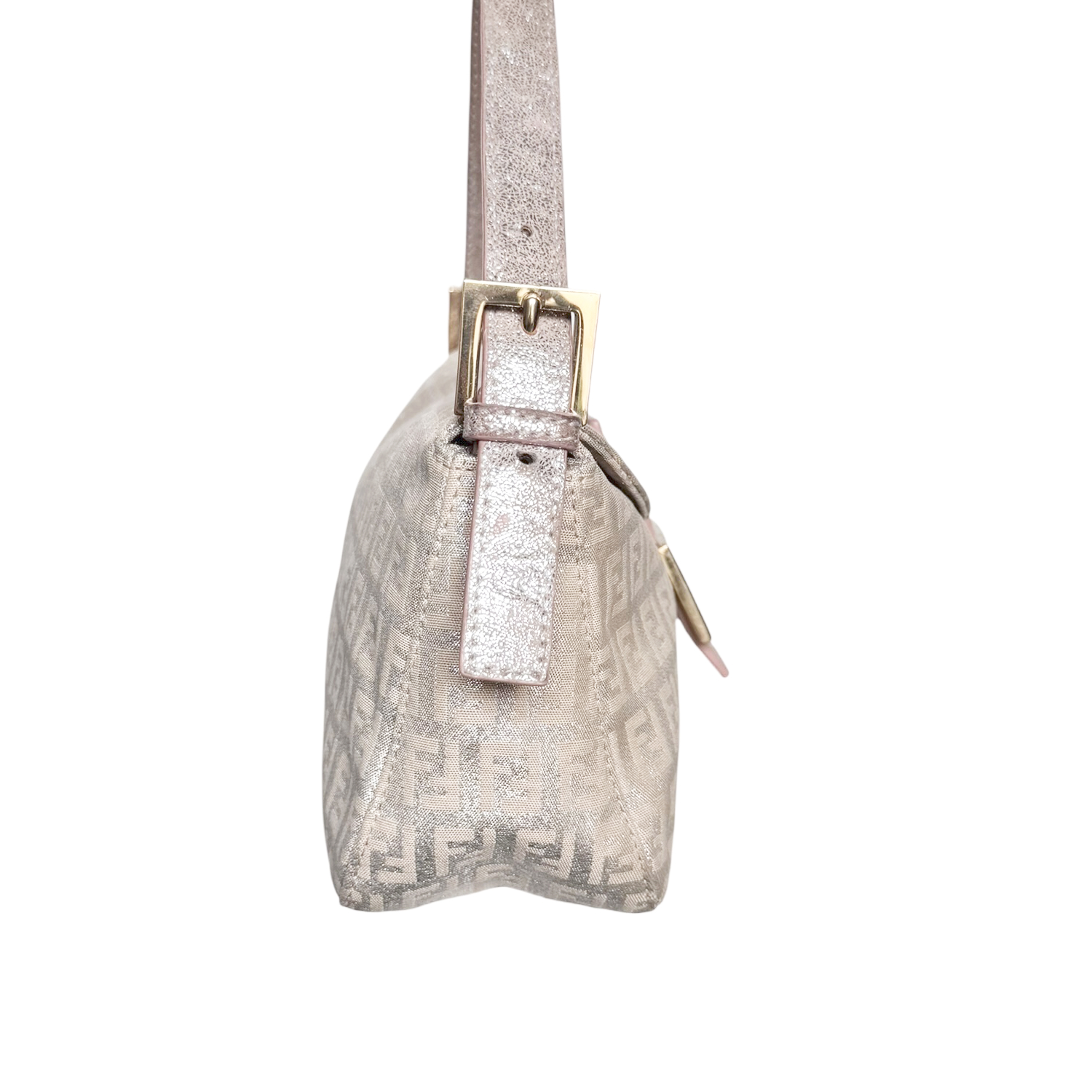 Fendi Monogram Metallic Shoulder Baguette Bag in Pink / Silver / Gold - Image 3