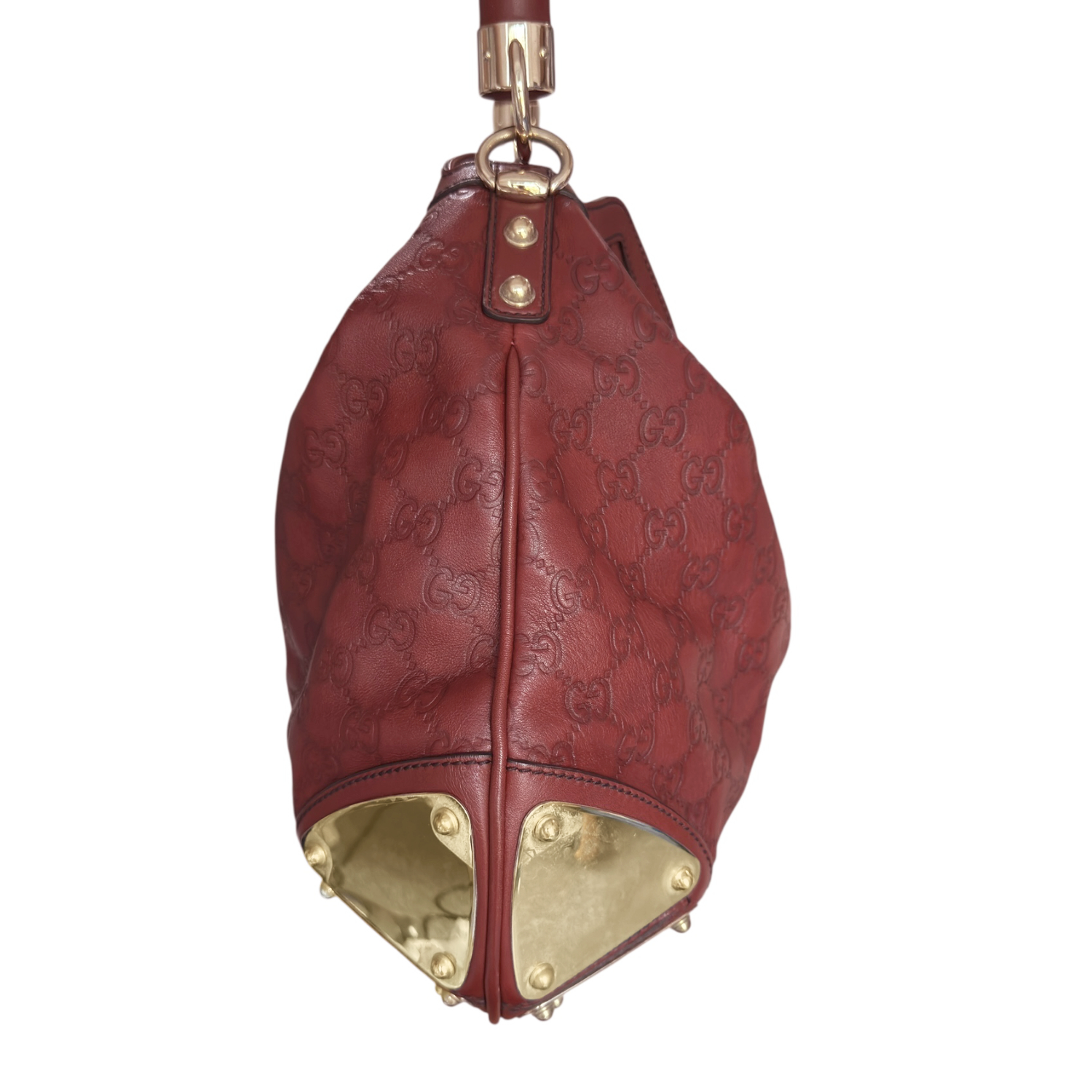 Gucci Indy Tassel Monogram Leather Hobo Shoulder Bag in Red / Gold - Image 3