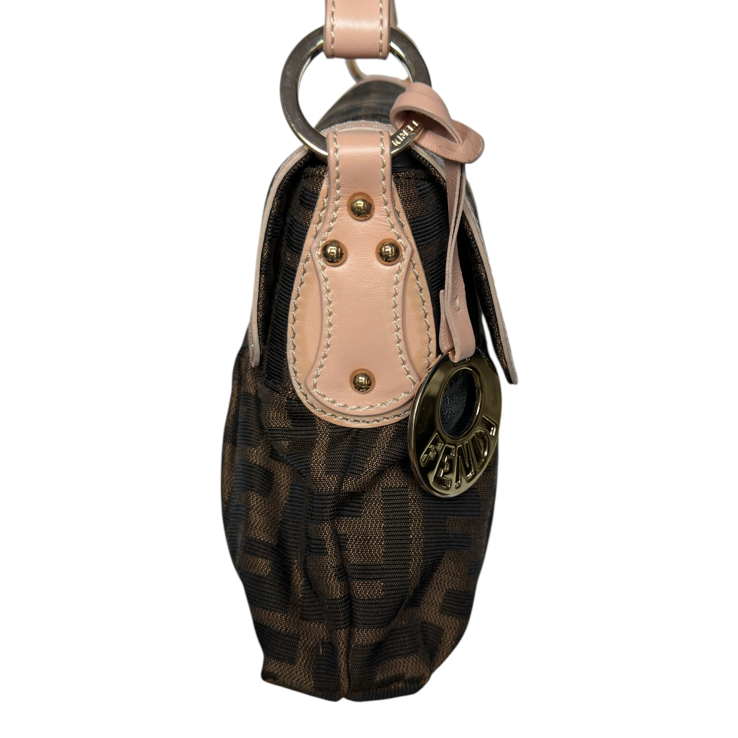 Fendi Zucca Monogram Chef Shoulder Bag in Brown / Baby Pink / Gold - Image 3