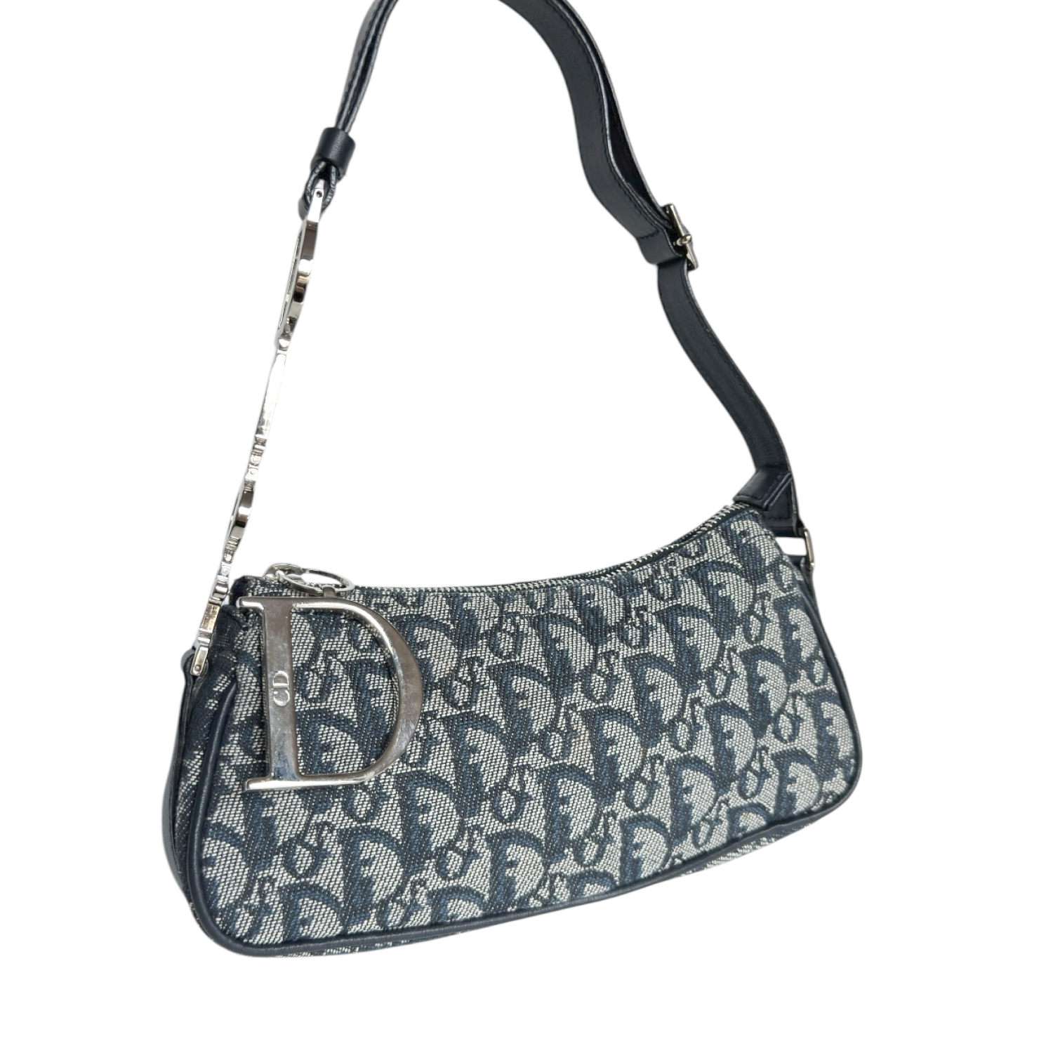 Dior Monogram Spellout Trotter Mini Shoulder Bag in Navy Blue / Silver - Image 2