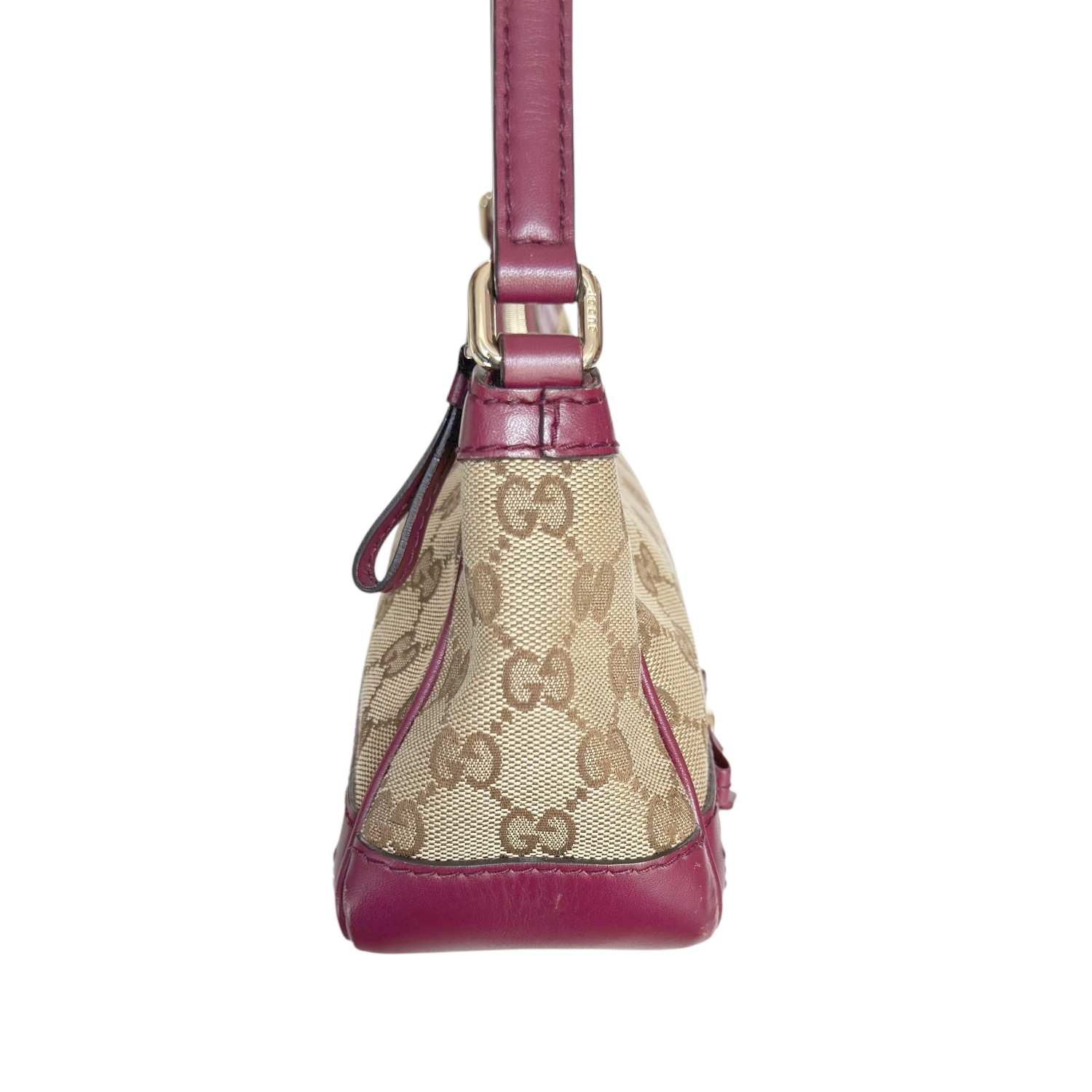 Gucci Monogram Bow Mini Shoulder Bag in Beige / Magenta Pink / Gold - Image 3