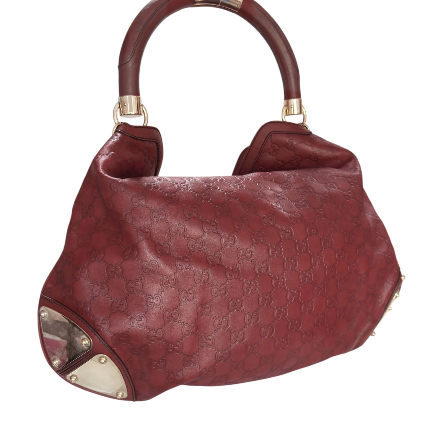 Gucci Indy Tassel Monogram Leather Hobo Shoulder Bag in Red / Gold - Image 4