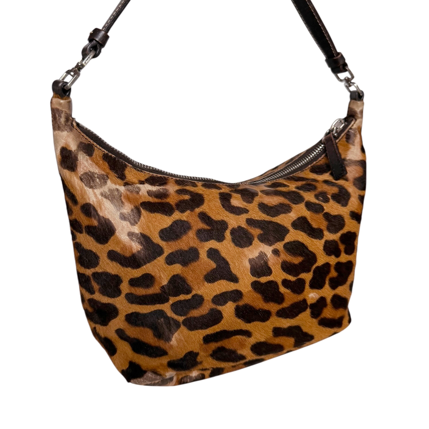 Prada Leopard Print Calfskin Shoulder Bag in Brown - Image 4