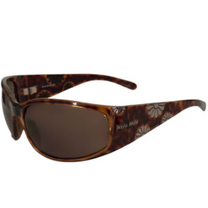 Vintage Miu Miu Flower Tortoiseshell Wraparound Sunglasses in Brown / Silver | NITRYL