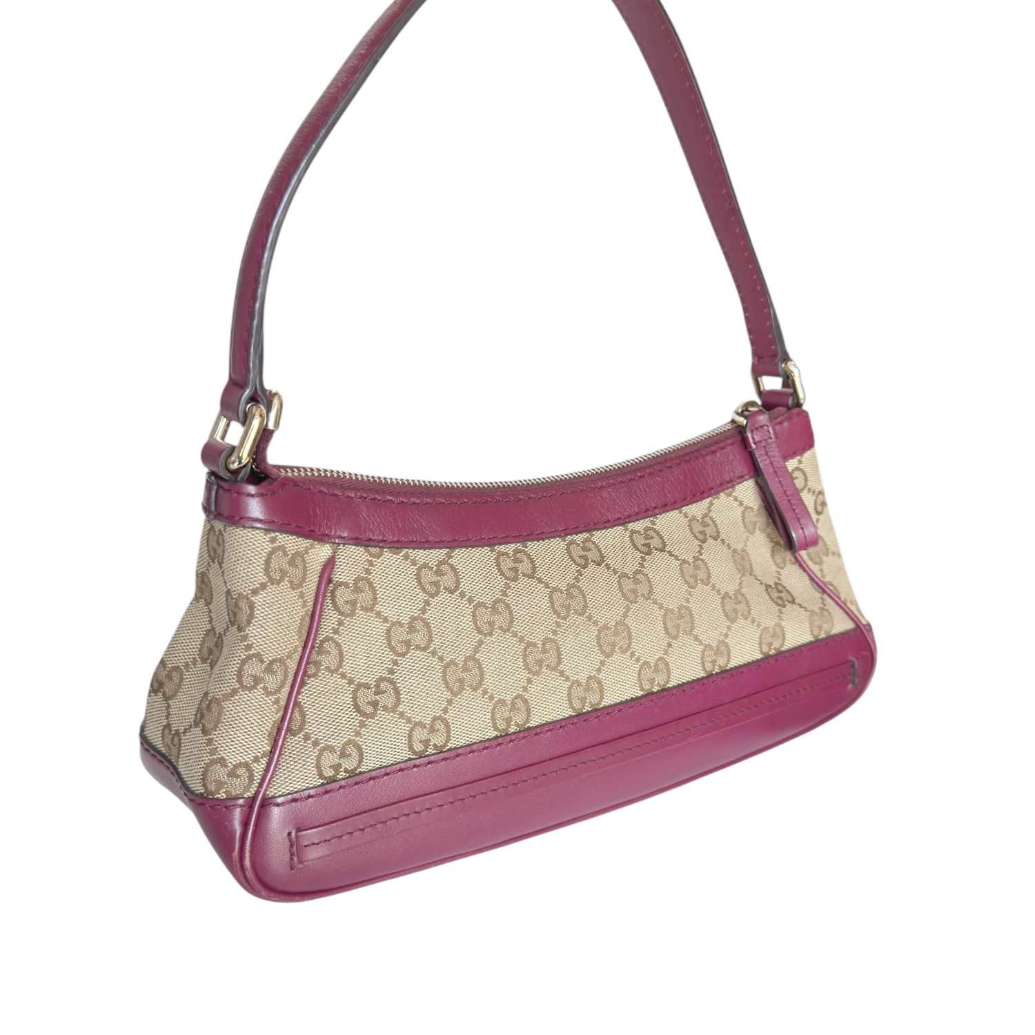 Gucci Monogram Bow Mini Shoulder Bag in Beige / Magenta Pink / Gold - Image 4