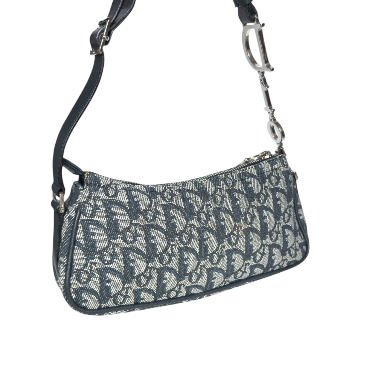 Dior Monogram Spellout Trotter Mini Shoulder Bag in Navy Blue / Silver - Image 4